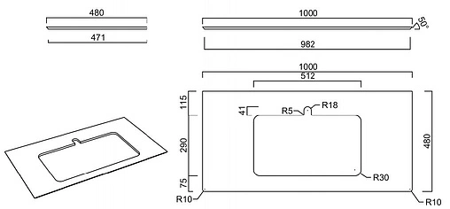 Столешница для раковин встраиваемых сверху Kerama Marazzi Plaza Next PL2 100 про феррум коричневый PL2.DD571300R\100 Столешница для раковин встраиваемых сверху Kerama Marazzi Plaza Next PL2 100 про феррум коричневый PL2.DD571300R\100