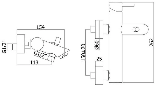 Смеситель для ванны Paffoni Light чёрный матовый LIG022NO