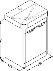 Тумба-умывальник напольная ISVEA Fonte 57 антрацит 21USS070058I+10SQ50057SV, 2