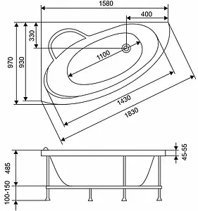Ванна акриловая Eurolux Sparta 160х100 L E2160100034L Ванна акриловая Eurolux Sparta 160х100 L E2160100034L, 2