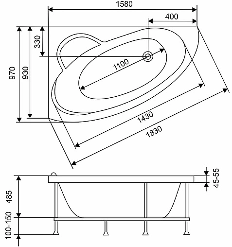Ванна акриловая Eurolux Sparta 160х100 L E2160100034L Ванна акриловая Eurolux Sparta 160х100 L E2160100034L