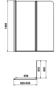 Шторка на ванну 1100мм прозрачное стекло Cersanit Easy 115 P-PN-EASY*115-n, 2