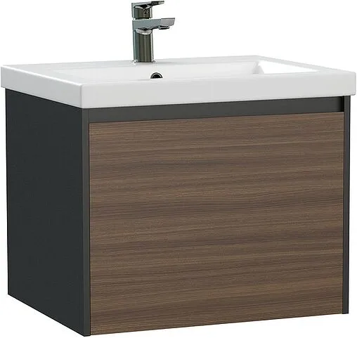 Тумба-умывальник подвесная Cersanit Grande 60 чёрный орех 64759+S-UM-COM60/1-w