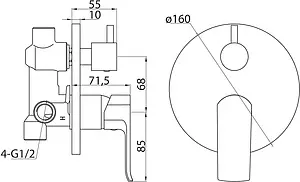 Смеситель для ванны скрытого монтажа BelBagno Disco хром DIS-BASM-CRM Смеситель для ванны скрытого монтажа BelBagno Disco хром DIS-BASM-CRM, 2