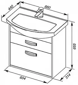 Тумба-умывальник Aquanet Грейс 65 белый/дуб кантербери 00198378+00182642, 2