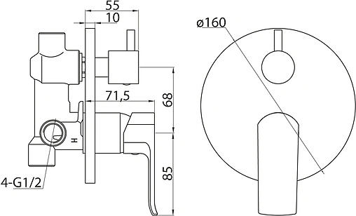 Смеситель для ванны скрытого монтажа BelBagno Disco хром DIS-BASM-CRM