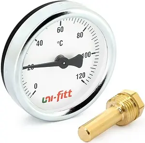 Термометр биметаллический Uni-Fitt 80мм 120°С гильза 50мм ½" 321P4242 Термометр биметаллический Uni-Fitt 80мм 120°С гильза 50мм ½" 321P4242, 2