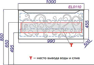 Тумба под умывальник подвесная Clarberg Elegance Т10м/GL белый/золото EL0110GL Тумба под умывальник подвесная Clarberg Elegance Т10м/GL белый/золото EL0110GL, 2
