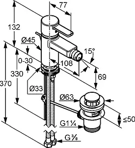 Смеситель для биде Kludi Zenta хром 385300575, 2