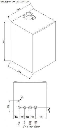 Настенный конденсационный газовый котел одноконтурный турбированный 130кВт Baxi LUNA DUO-TEC MP+ 1.130 7671757--