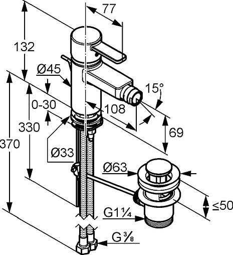 Смеситель для биде Kludi Zenta хром 385300575