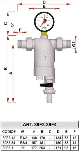 Фильтр тонкой очистки воды 1&quot;н x 1&quot;н Far FA 39F3 1100