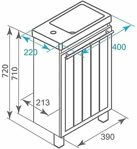Тумба-умывальник напольная Milardo Amur 40 белый AMU40W1M95+0014000U28 Тумба-умывальник напольная Milardo Amur 40 белый AMU40W1M95+0014000U28, 2