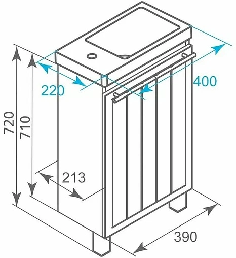 Тумба-умывальник напольная Milardo Amur 40 белый AMU40W1M95+0014000U28