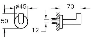 Крючок VitrA Minimax S хром A44787 Крючок VitrA Minimax S хром A44787, 2