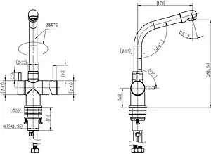 Смеситель для кухни с подключением к фильтру Swedbe Selene Plus нержавеющая сталь 8140, 2