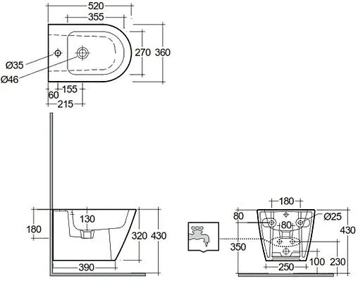 Биде подвесное Kludi Resa R белый 23BIW0143