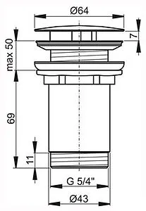 Выпуск без перекрытия для раковины без перелива Ravak графит матовый X01839, 2