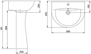 Раковина Santeri Виктория 56 декор бежевый 1.3111.6.S07.11B.0 Раковина Santeri Виктория 56 декор бежевый 1.3111.6.S07.11B.0, 2
