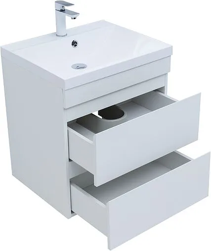Тумба под умывальник подвесная Aquanet Нота New 58 белый глянец 00335417