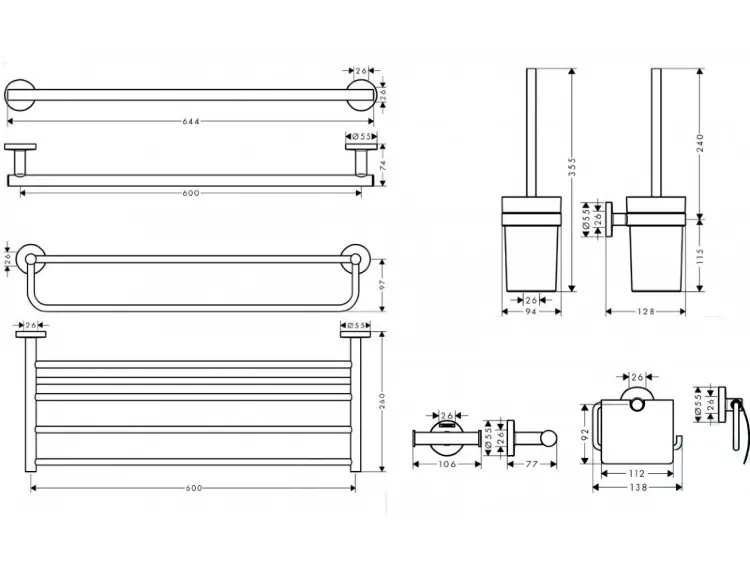 Набор аксессуаров Hansgrohe Logis Universal хром 41728000, 2