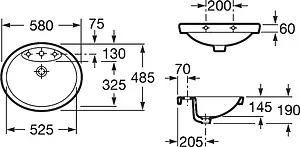 Раковина Roca Dama senso 58 белый 32751500N Раковина Roca Dama senso 58 белый 32751500N, 2
