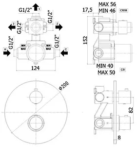 Термостат для 3 потребителей Paffoni Light чёрный матовый LIQ019NO, 2
