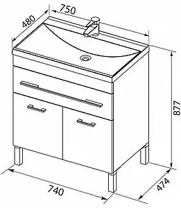 Тумба-умывальник напольная Aquanet Верона 75 белый 00182706+00158755, 2