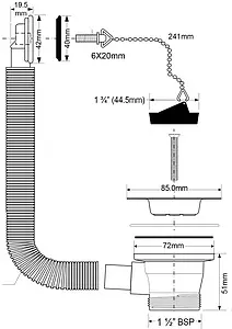 Выпуск для мойки с прямоугольным переливом Mc Alpine полированная сталь OR2-85 Выпуск для мойки с прямоугольным переливом Mc Alpine полированная сталь OR2-85, 2