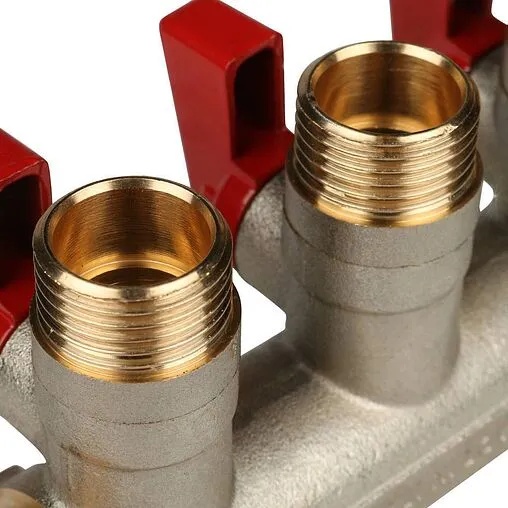 Коллектор запорный проходной 3 отвода красный ¾"в/н x ½"н Stout SMB 6200 341203