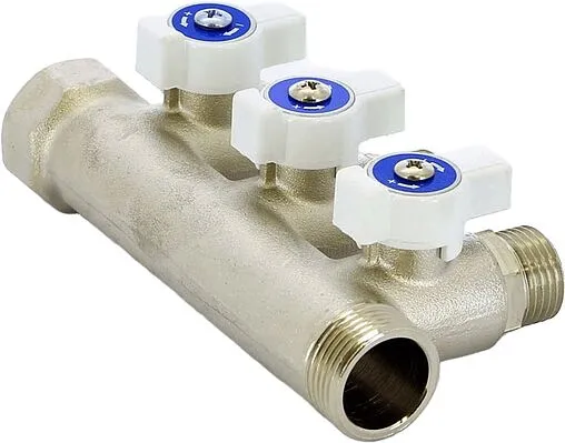 Коллектор запорный проходной 3 отвода ¾"в/н x ½"к Uni-fitt 420N3230 Коллектор запорный проходной 3 отвода ¾"в/н x ½"к Uni-fitt 420N3230