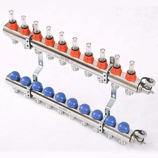 Группа коллекторная с расходомерами 10 отводов 1&quot;в/в x ¾&quot;ек Uni-fitt 440E4310