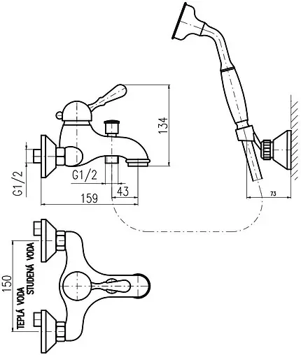 Смеситель для ванны Rav Slezak Labe бронза/белый L054.5/2SM