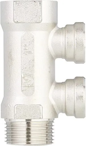 Коллектор распределительный проходной 2 отвода 1&quot;в/н x ½&quot;в Valtec VTc.550.N.0602