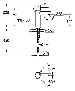 Смеситель для раковины Grohe Essence New хром 34294001 Смеситель для раковины Grohe Essence New хром 34294001, 2