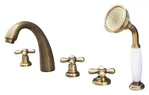 Смеситель на борт ванны на 5 отверстий Rav Slezak Morava retro бронза/белый MK176.5PSM, 1