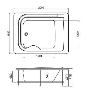 Ванна акриловая с гидромассажем Gemy 200x152 G9265 K Ванна акриловая с гидромассажем Gemy 200x152 G9265 K, 2