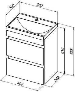Тумба-умывальник подвесная Aquanet Нота New 50 дуб веллингтон/табак 00334190+00284237 Тумба-умывальник подвесная Aquanet Нота New 50 дуб веллингтон/табак 00334190+00284237, 2