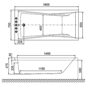 Ванна акриловая Excellent Palace 160x75 WAEX.PAL16WH Ванна акриловая Excellent Palace 160x75 WAEX.PAL16WH, 3