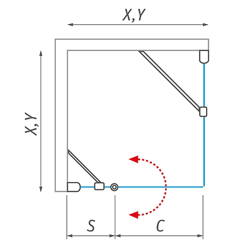 Душевое ограждение 900x900мм прозрачное стекло Roltechnik Tower Line TDO1+TB/900*900 724-9000000-00-02+725-9000000-00-02