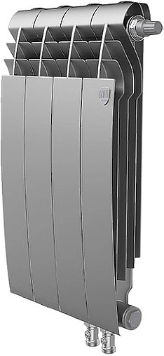 Радиатор биметаллический 4 секции нижнее правое подключение Royal Thermo BiLiner VD 500 Silver Satin RTBSSVDR50004