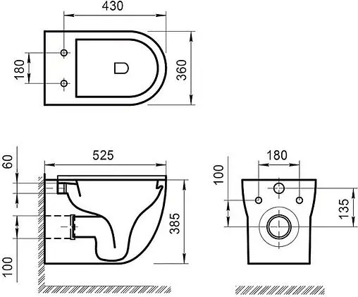 Комплект 5 в 1 BelBagno Onda BB066CHR/BB870SC/BB002-80/BB005-PR-CHROME с кнопкой хром глянцевый
