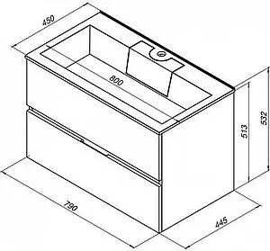 Тумба-умывальник подвесная Aquanet Алвита 80 белый 00235339+00187094, 2