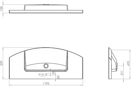 Раковина De Aqua Лонг 120 белый НФ-00006753