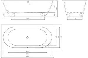 Ванна из искусственного камня Esse Palawan 190x90 белый EPAL1900 Ванна из искусственного камня Esse Palawan 190x90 белый EPAL1900, 2