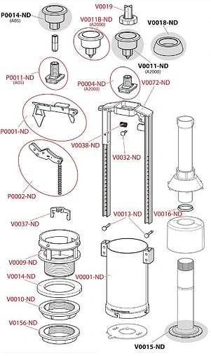 Механизм сливной для бачка однорежимный AlcaPlast A2000-CHROM