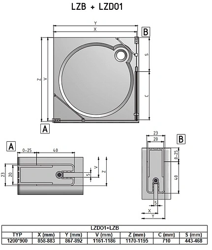 Душевое ограждение 1200x900мм прозрачное стекло Roltechnik Lega Lift Line LZDO1+LZB/1200*900 226-1200000-00-02+228-9000000-00-02