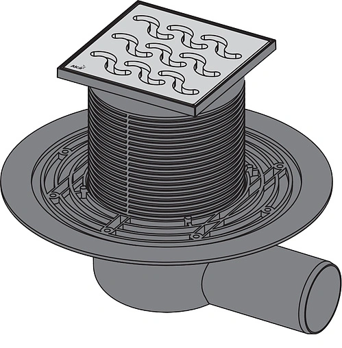 Трап горизонтальный Set AlcaPlast 100x100мм APV102