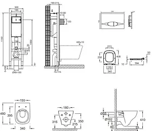 Комплект 5 в 1 Jacob Delafon Struktura E21754RU-00 с кнопкой E29027-CP хром глянцевый Комплект 5 в 1 Jacob Delafon Struktura E21754RU-00 с кнопкой E29027-CP хром глянцевый, 2