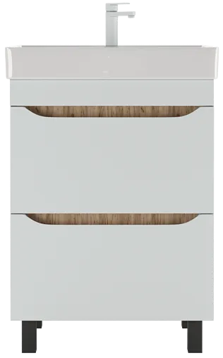 Тумба-умывальник напольная Домино Bruno 60 белый/дуб вотан DBr2903T+4607152361674